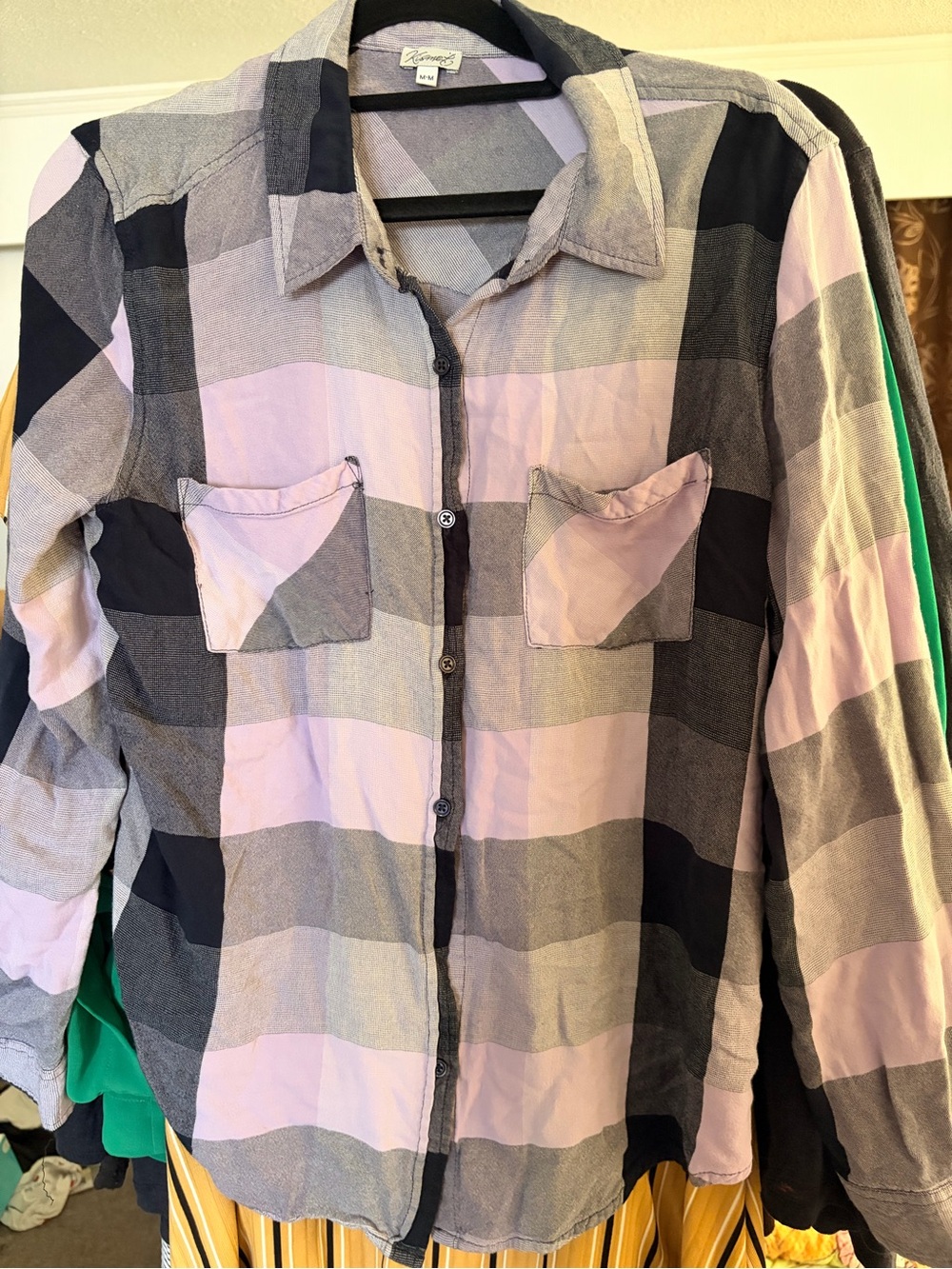 Kismet Lavender and Black Plaid Button Shirt